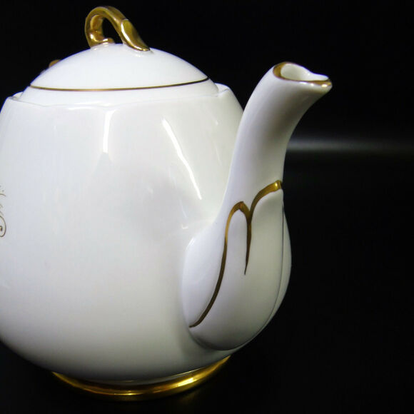 VTG Windsor England c1950 Porcleain TEAPOT Caribbean Gold Blue Peacock MCM - Picture 8 of 12